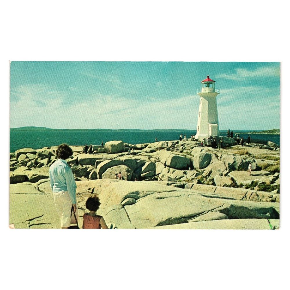 Vintage Postcard Lighthouse Peggys Cove Nova Scotia Canada Coastline Margaret's